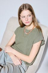 Slowlove Camiseta estructura b&aacute;sica Kaki