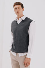 Cortefiel Chaleco punto algod&oacute;n cashmere cuello pico Gris