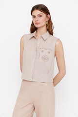 Cortefiel Blusa cuello camisero Arena