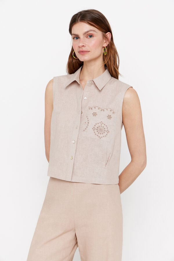 Cortefiel Blusa cuello camisero Arena