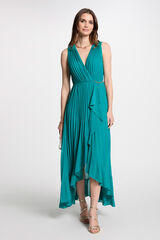 Morgan Vestido longo solto plissado Azul