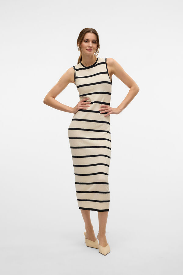 Vero Moda Vestido largo 7/8 sin mangas Preto