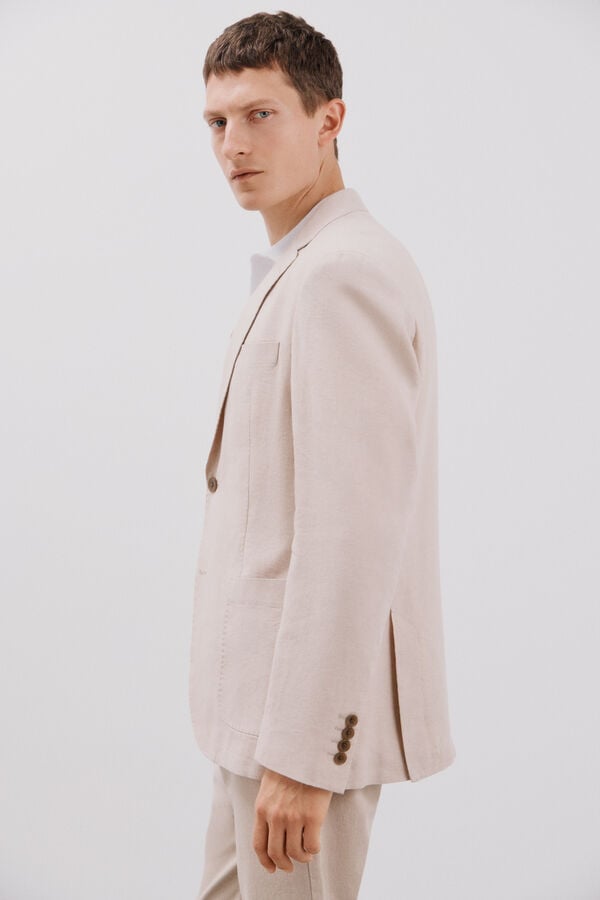 Cortefiel Blazer de linho Tostado