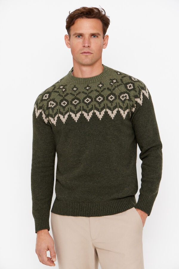 Cortefiel Jersey estampado navidad Verde