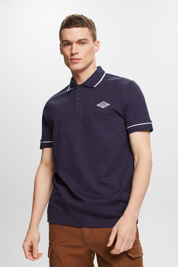 Esprit Polo slim fit liso manga corta algod&oacute;n Azul marino