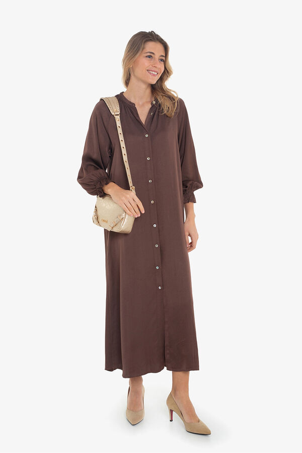 Cupl&eacute; Vestido sat&eacute;n Marr&oacute;n oscuro