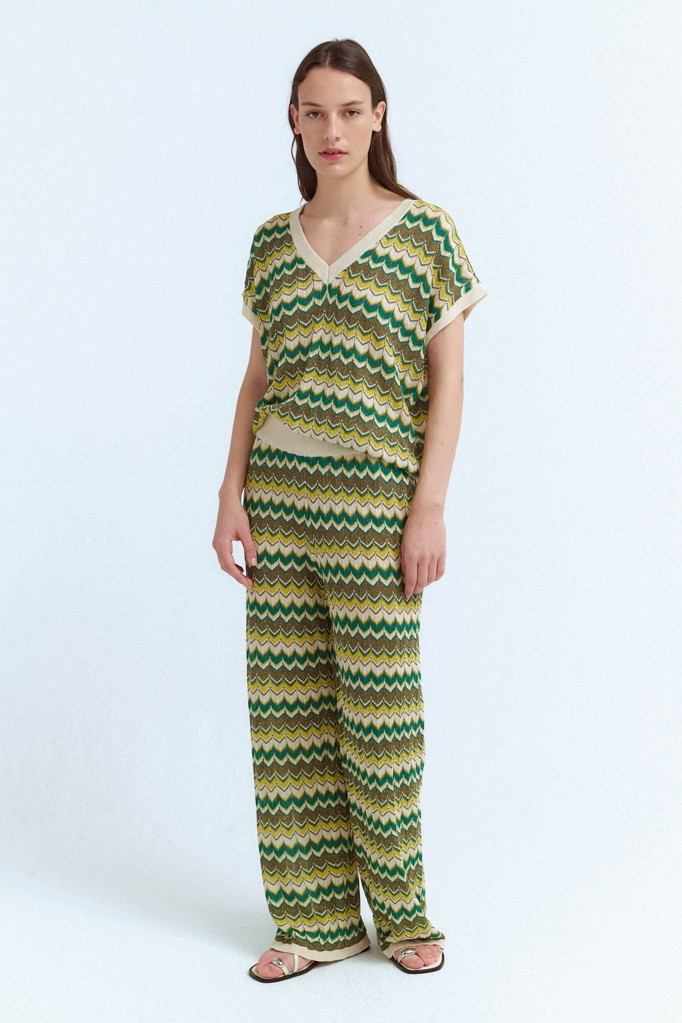 Vila Pantal&oacute;n de punto pointelle con l&uacute;rex