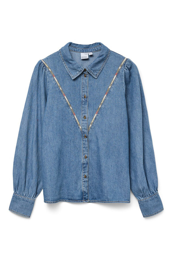 Vero Moda Camisa denim con detalle bordado Azul