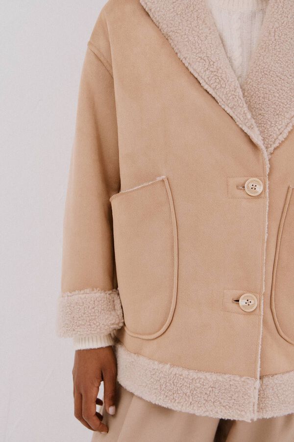 Cortefiel Cazadora efecto doble faz Beige