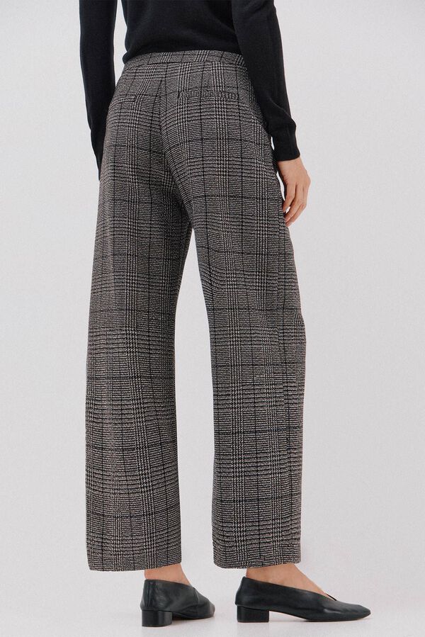 Cortefiel Pantal&oacute;n de mujer crop y ancho Estampado gris