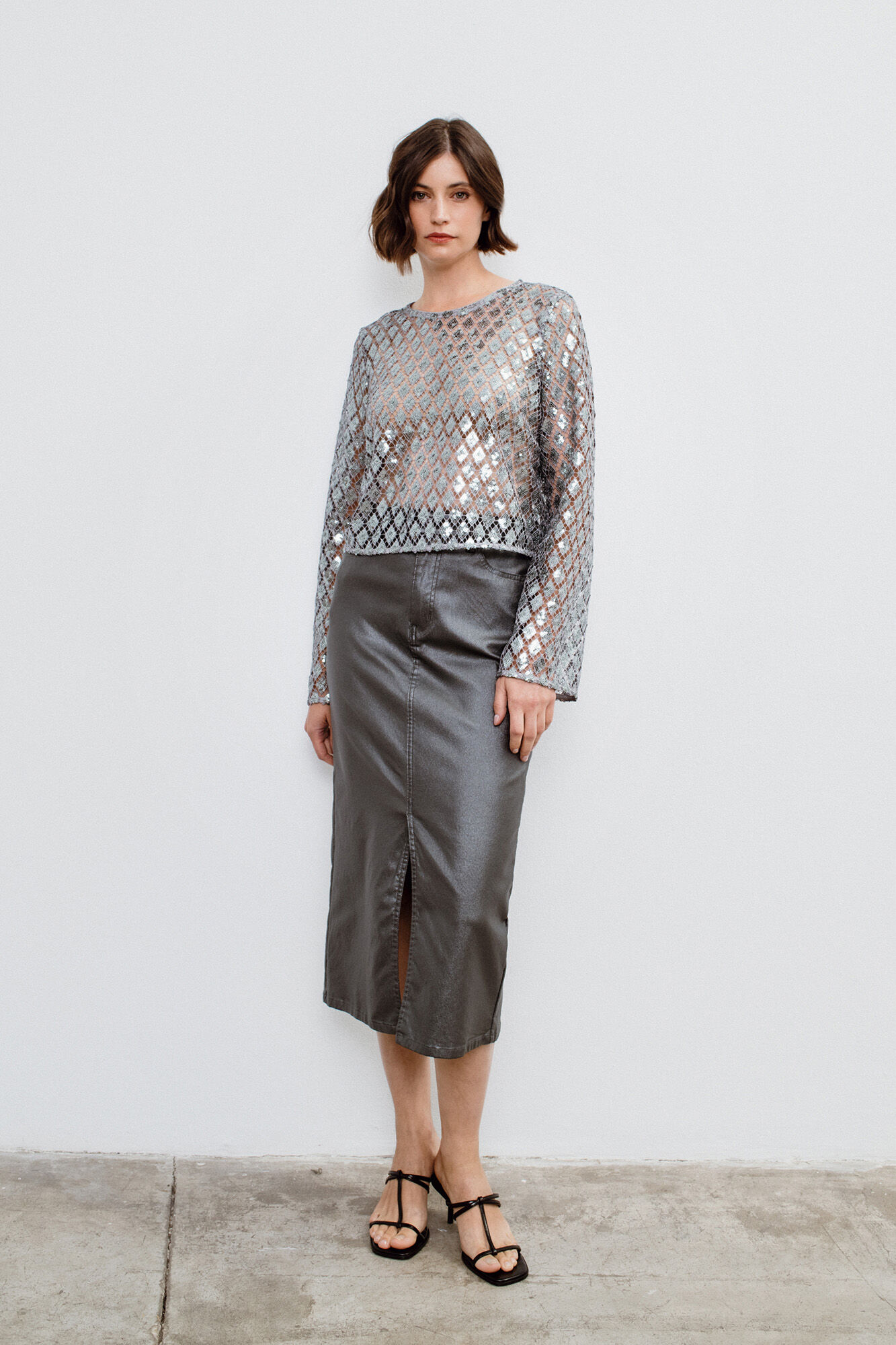 Object Top metalizado crochet