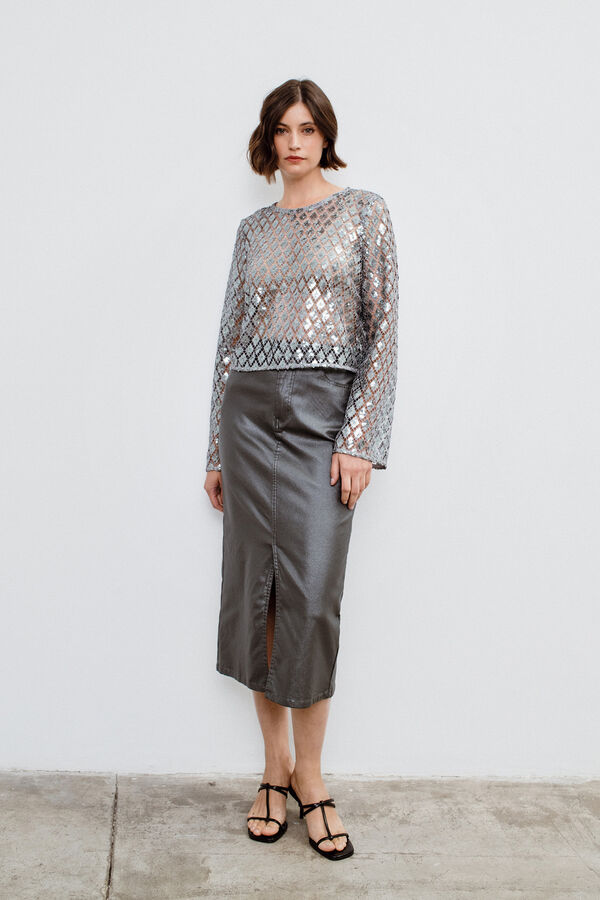 Object Top metalizado crochet Gris oscuro