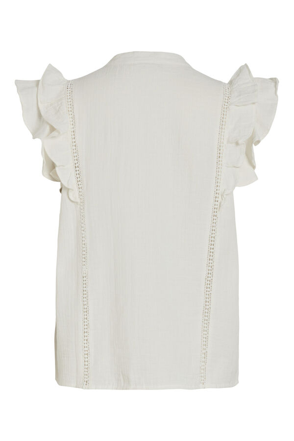 Vila Blusa de manga curta com folhos Cinzento