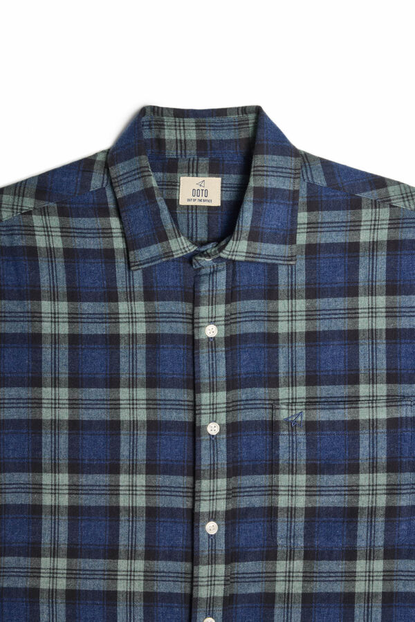 OOTO Camisa cuadro tartán manga larga Estampado verde
