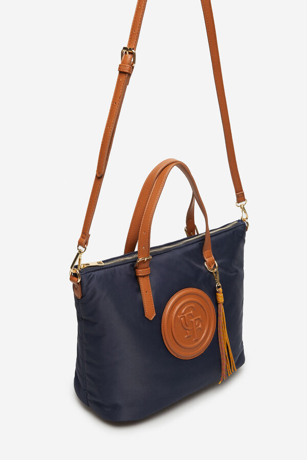 Cortefiel Bolso shopper nylon acolchado logo Azul marino