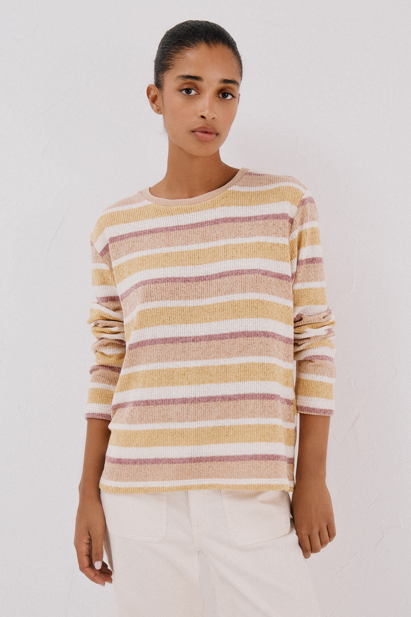 Cortefiel Camiseta riscas em chenille