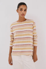 Cortefiel Camiseta riscas em chenille Amarelo