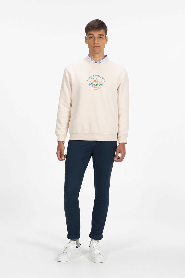 elPulpo Sweatshirt bordado para amantes da natureza  Ecru