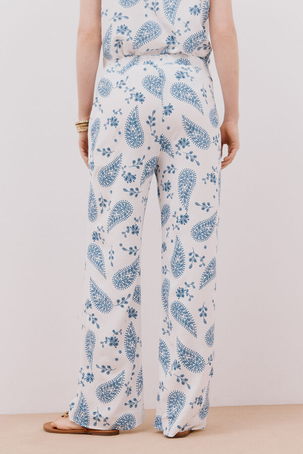 Cortefiel Calças largas estampadas Branco