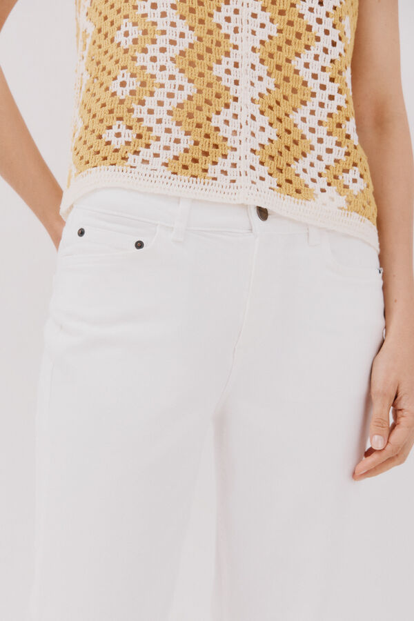 Cortefiel Jeans recto crop Blanco