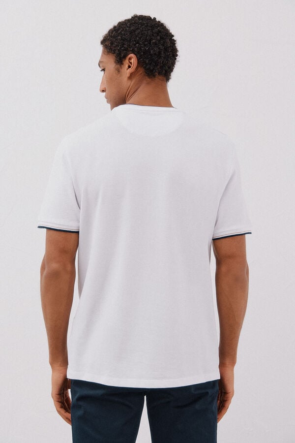 Cortefiel Camiseta com pontas de piqu&eacute; Branco