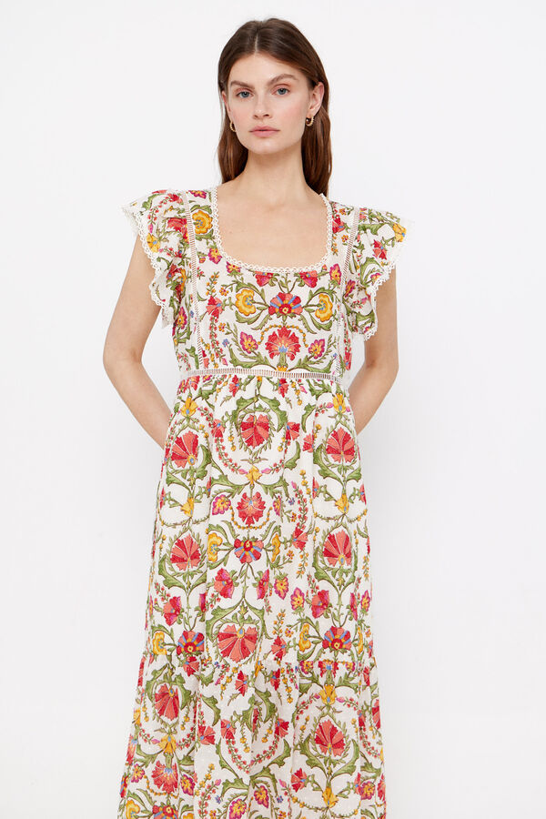 Cortefiel Vestido estampagem floral Multicolorido