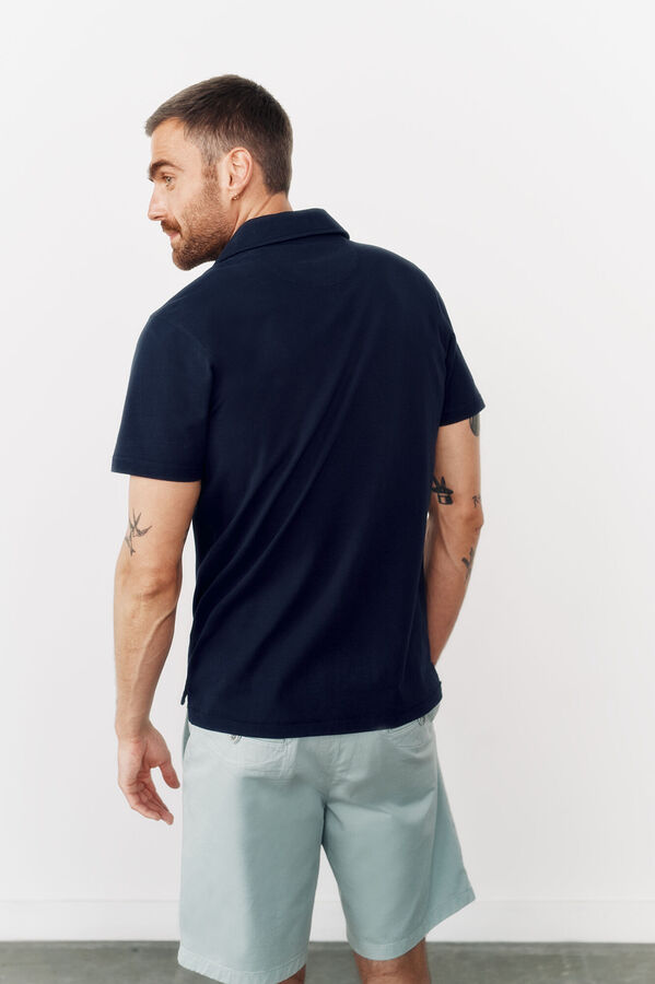 OOTO Polo lavada com bordado de avi&atilde;o Azul