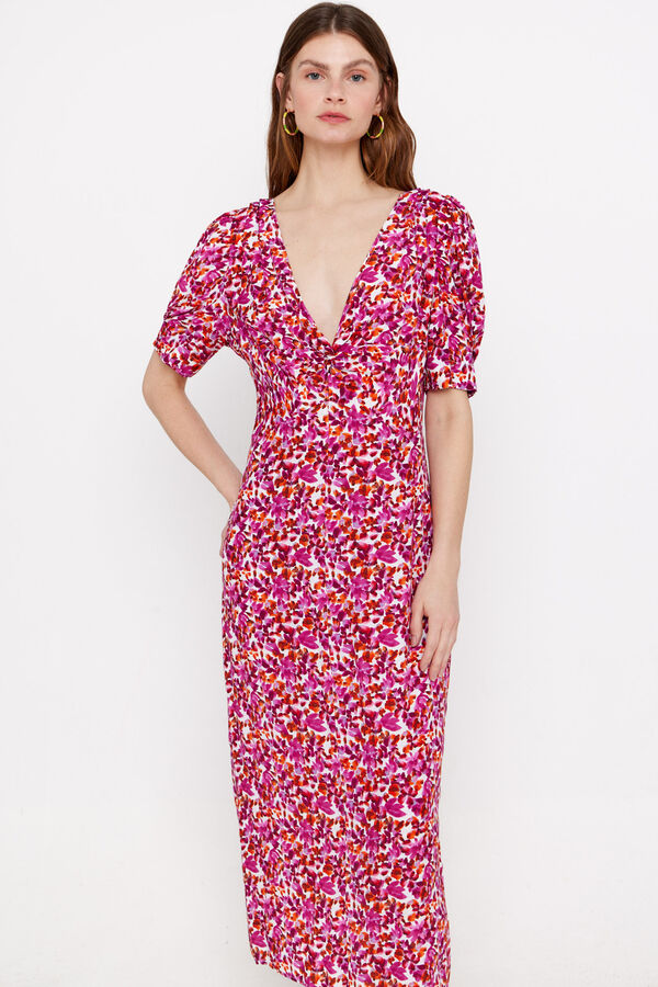 Cortefiel Vestido midi estampado Multicolor