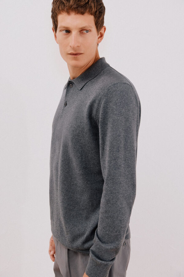 Cortefiel Jersey algod&oacute;n cashmere cuello polo Gris
