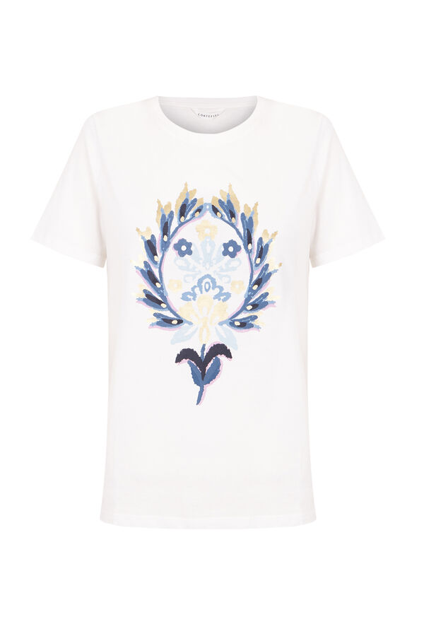 Cortefiel T-shirt estampado floral Branco