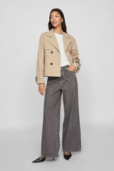 Vila Trench coat curto com bot&otilde;es Castanho