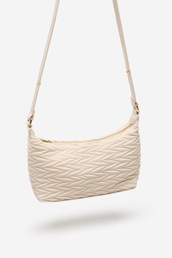 Cortefiel Bandolera gofrada espiga Marfil