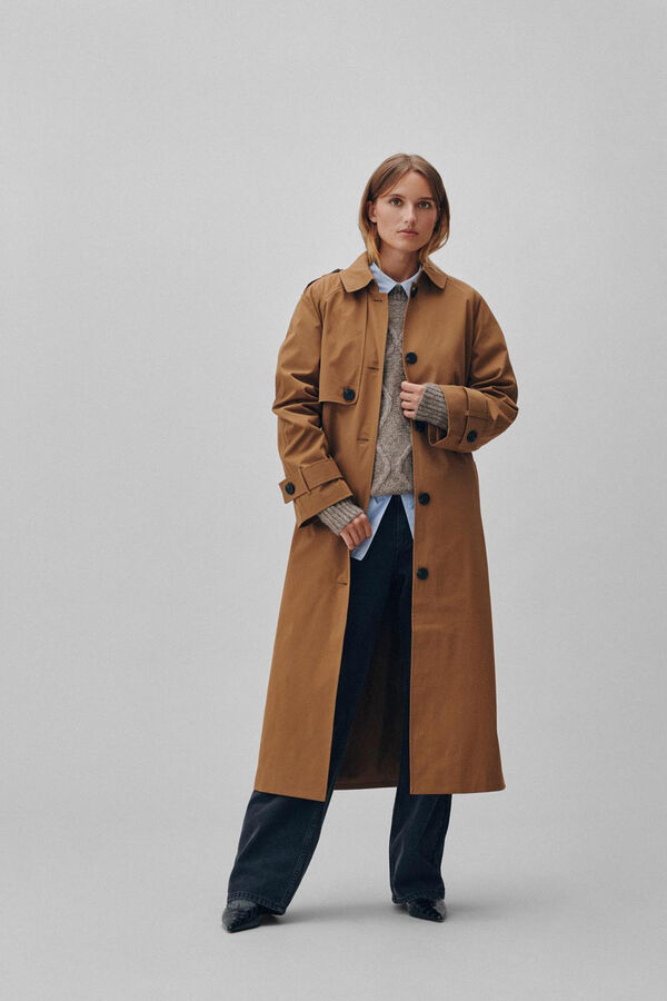 Vila Trench coat longo com n&oacute; Castanho