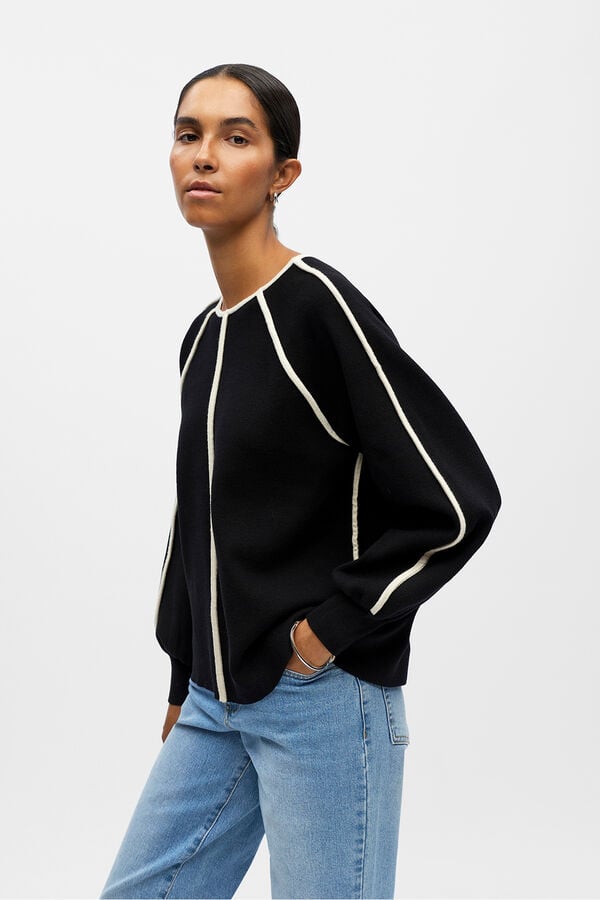 Object Jersey ribete contraste Negro