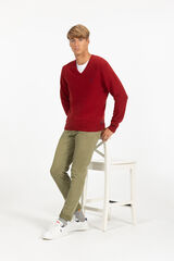 elPulpo Jersey b&aacute;sico cuello pico Granate