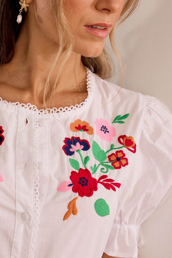 Pol&iacute;n Et Moi Camisa con bordado Elsa Blanco