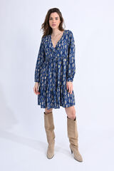 Molly Bracken Vestido cruzado de manga larga estampado Estampado azul