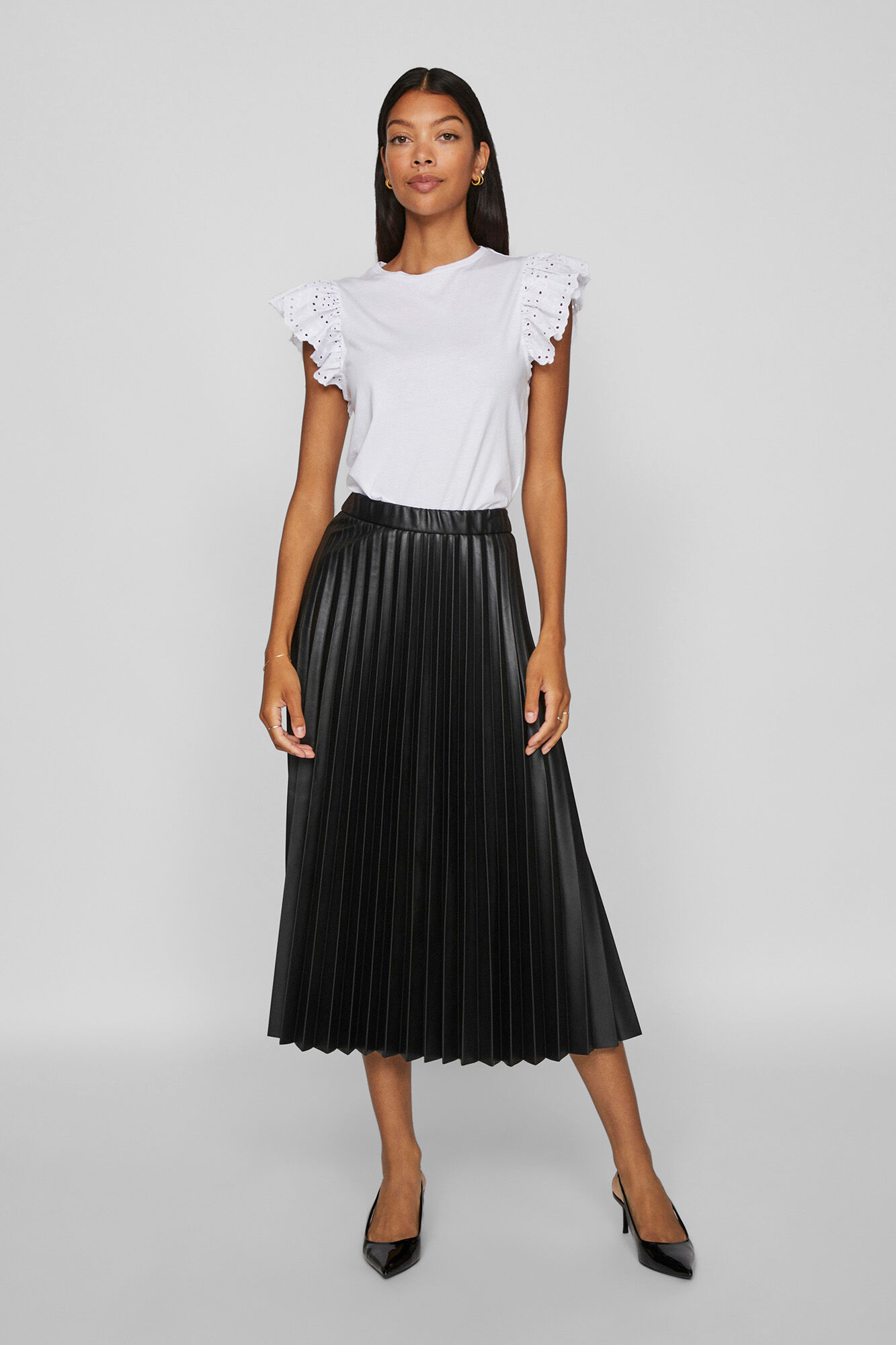 Vila Saia midi polipele em couro sint&eacute;tico