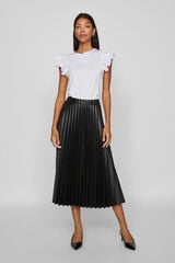 Vila Falda midi plisada polipiel Negro