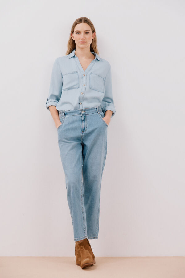 Cortefiel Camisa Vaquera Tencel Azul marino