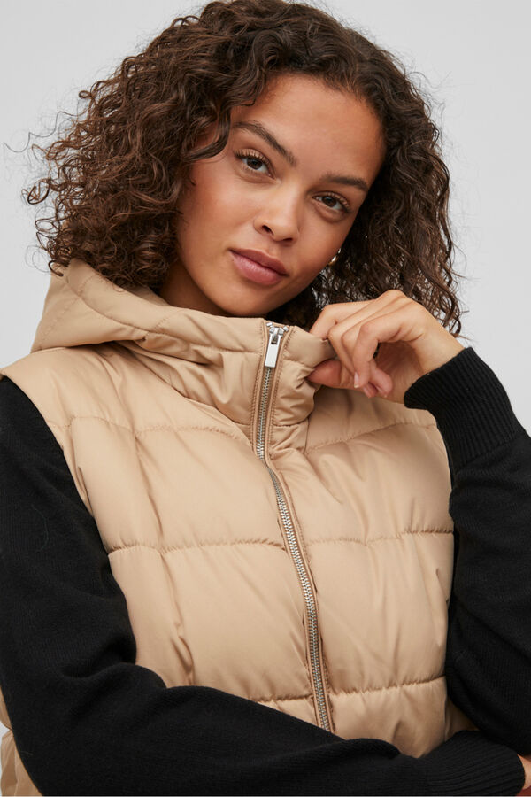 Vila Chaleco de mujer acolchado Beige