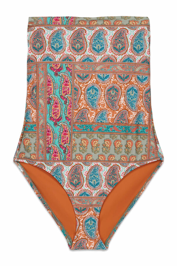 Cortefiel Fato de banho shapewear decote quadrado Laranja