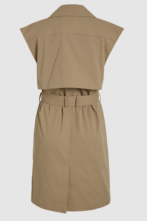 Vila Gabardina sin mangas doble abotonadura Marr&oacute;n