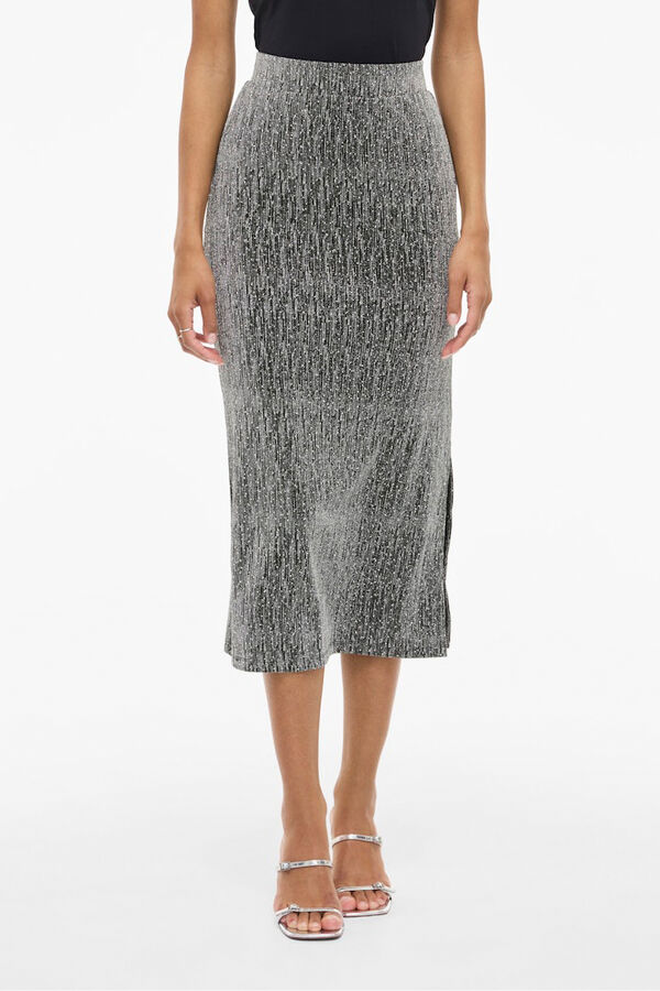 Vila Falda midi con glitter Gris