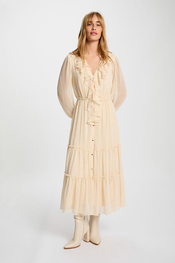 Morgan Vestido largo fluido Beige
