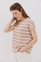 Cortefiel Camiseta estructura rayas Marfil