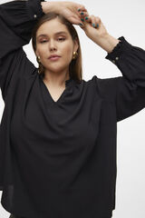 Vero Moda Curve Top de manga larga detalles calados talla grande Negro