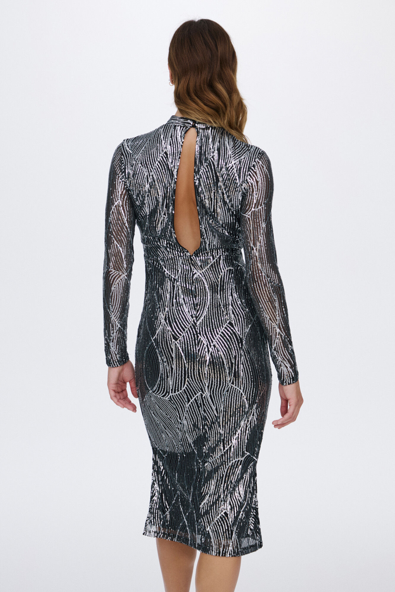 Vila Vestido midi com lantejoulas