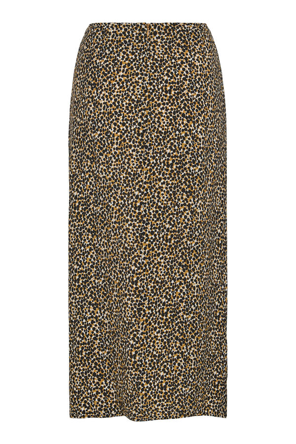 Vila Falda midi estampado leopardo Marrón