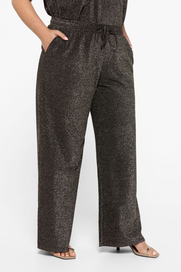 Vero Moda Curve Calça lurex fluído tamanho grande Preto